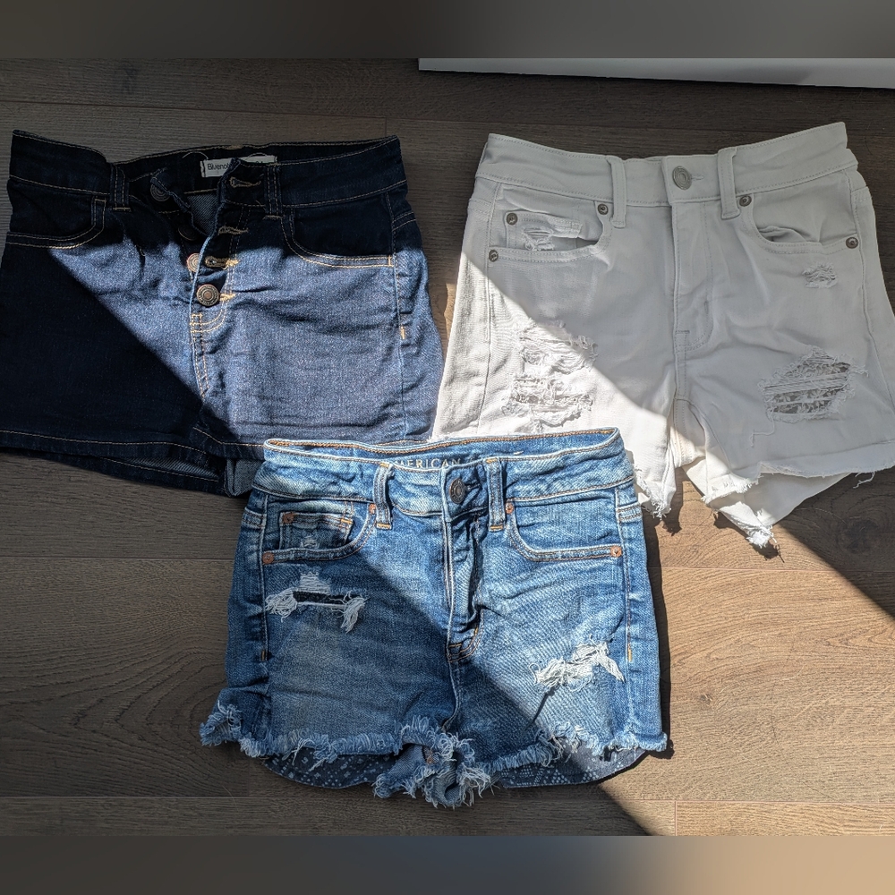 Stylish Denim and White Women's Shorts Set